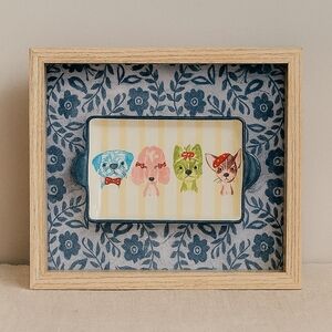 Cute Animal Print Tray with Blue Floral Frame